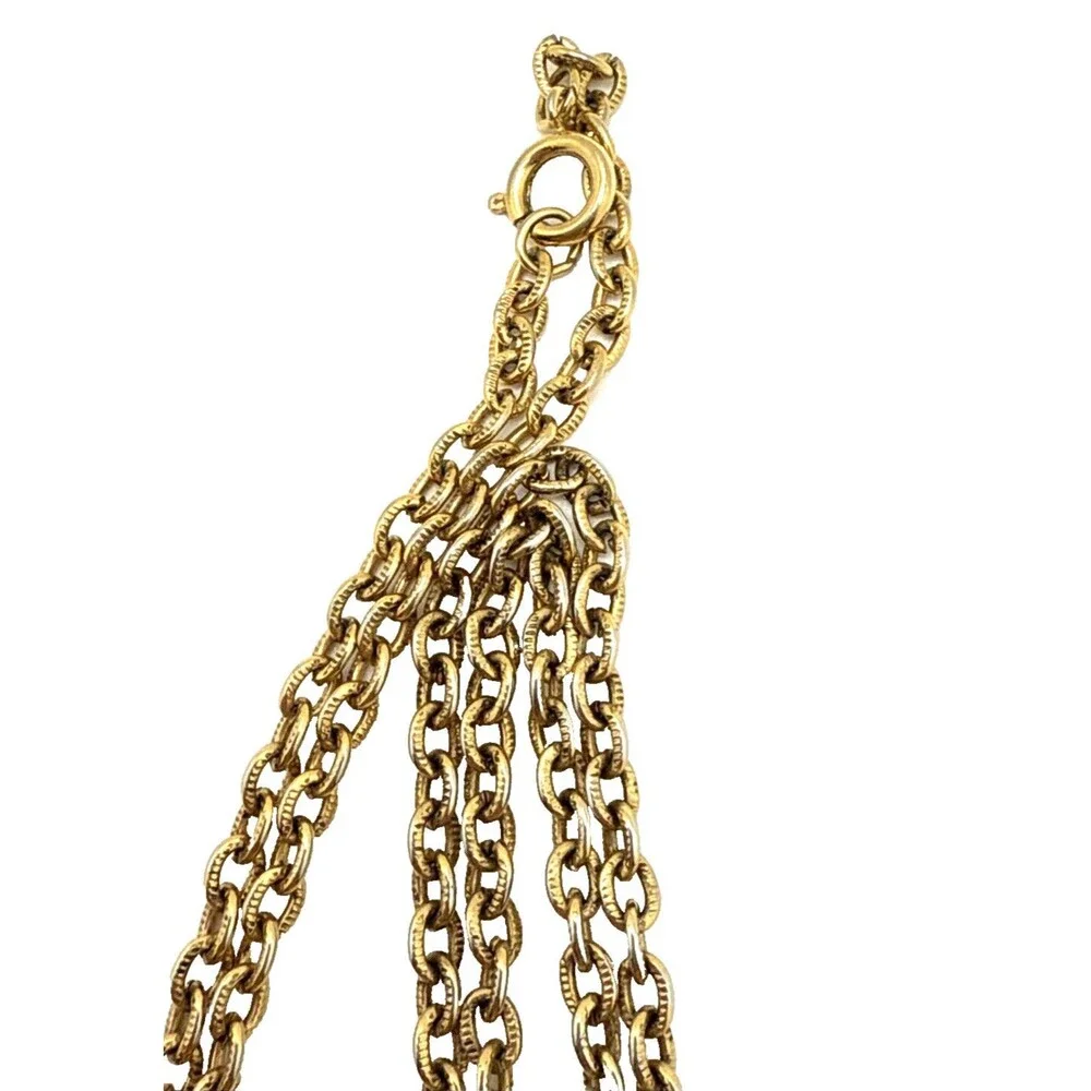 Vintage NAPIER Anchor Pendant Necklace Gold Tone Enamel Nautical Navy Signed 32